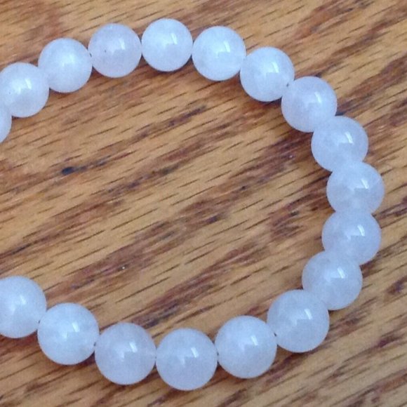 VINTAGE 90s PINK QUARTZ BEADED BRACELET 6mm HANDMADE WOMENS - Picture 2 of 8